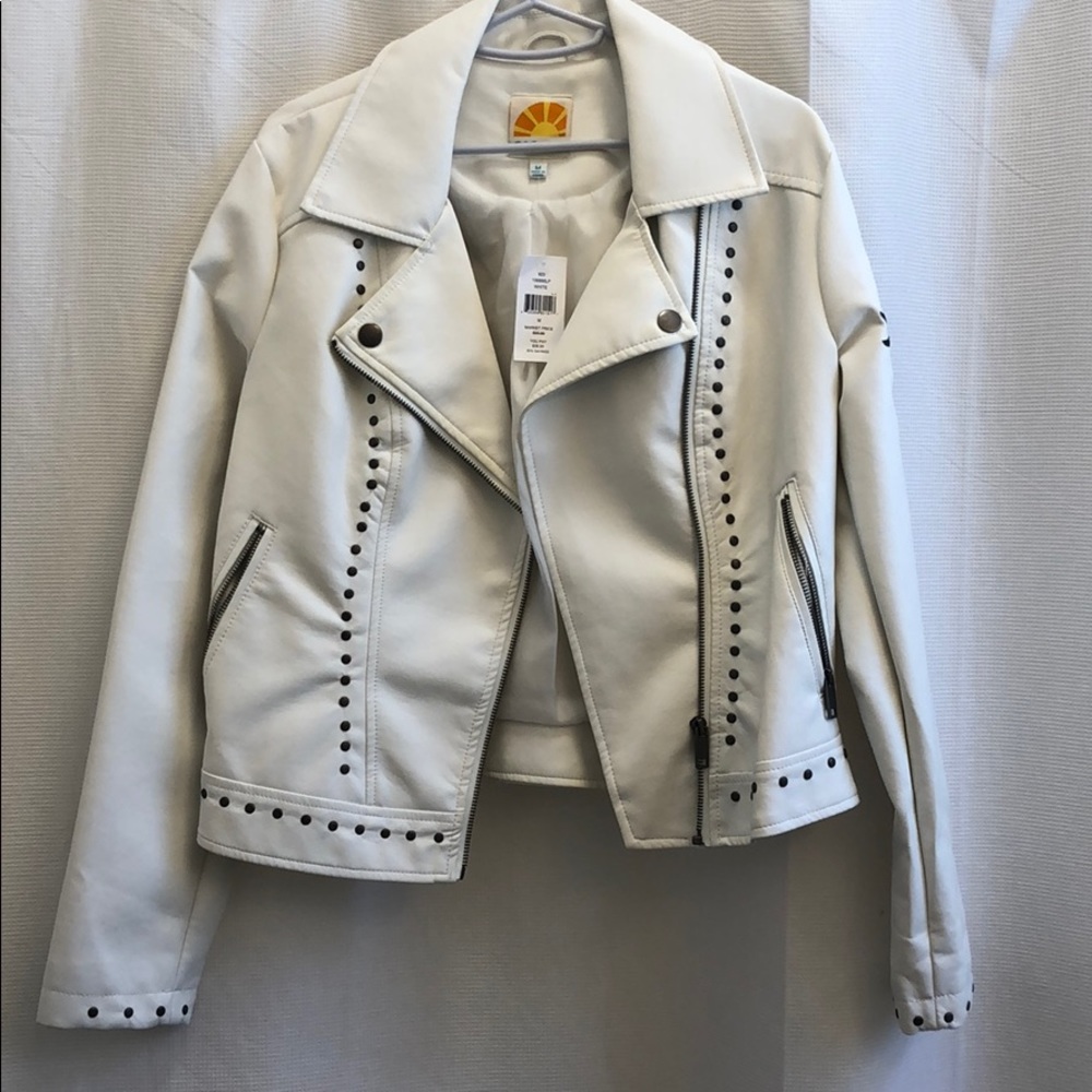 Embroidered Moto leather jacket